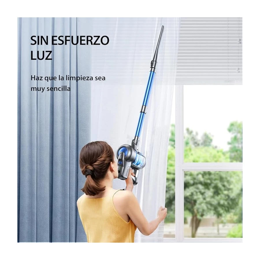 Greenote Aspiradora sin Cable,23000pa Ligero Aspiradora Inalámbrica,Aspirador Vertical con Luces LED,Multifuncional 6 en 1,Funciona 35 Mins,Peso 1,5 kg,para Suelos Duros y Alfombra de Pelo Corto