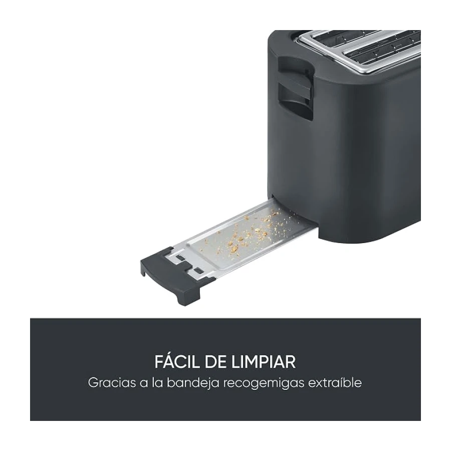 Severin Tostadora de ranura larga, 4 rebanadas con accesorio integrado para panecillos, 2 ranuras de tostado largas, niveles de calentamiento ajustables, 1.400 W, negro mate, AT 2591