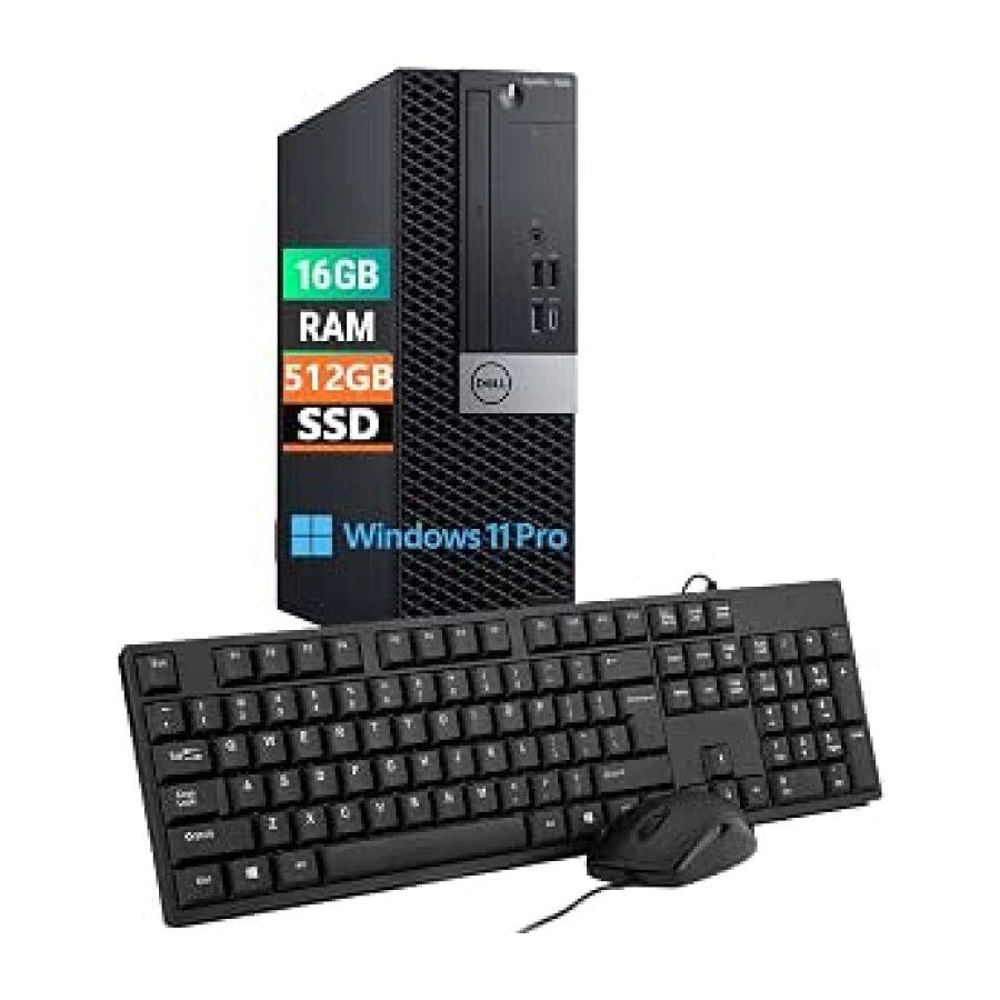 Dell Optiplex 7060 SFF Desktop Intel, Intel Core i5-8500, 16 GB de RAM, SSD 512 GB, Wi-FI, Bluetooth, teclado QWERTY americano, Windows 11 Pro (Reacondicionado)