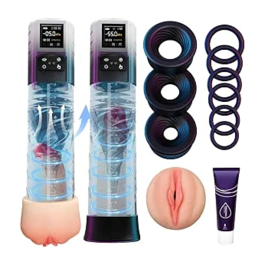 HIVEFUN Alargador de Pene Masculino Succionador de Pene Hombre Gris | Bomba de Vacío para el Pene Hombre Penis Pump, Modo Adaptive y 6 Modos de Succión, Electricos Juguetes Sensuales Hombre