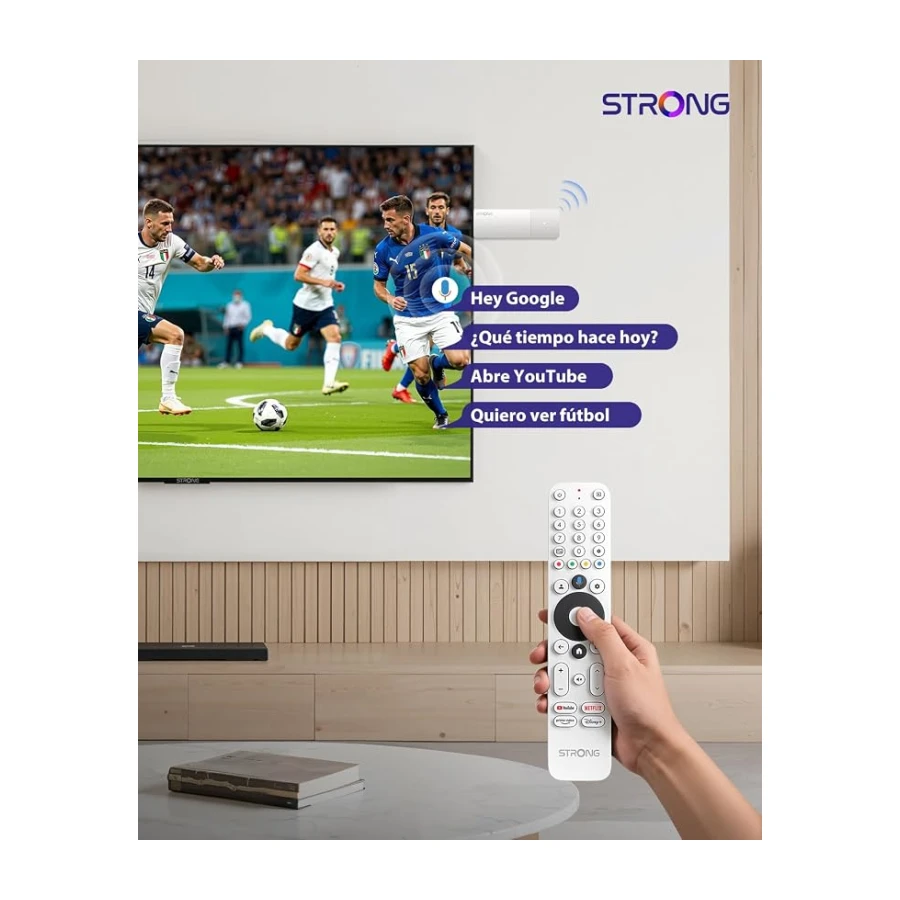 Strong Leap-Air Stick TV 4K UHD, Android 11, Wi-Fi, Asistente de Voz de Google, HDR10+, Netflix, Prime Video, Youtube, Disney+ (Blanco)