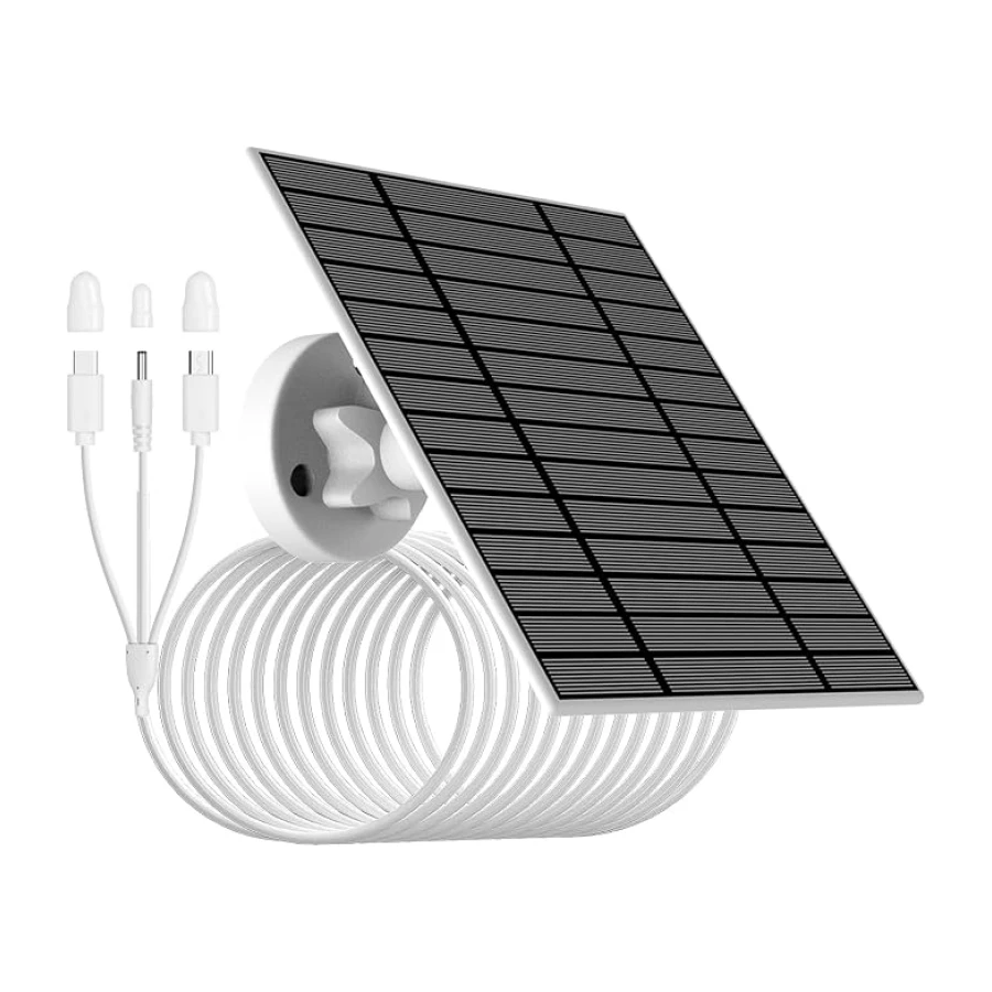 Panel solar de Cámara de Seguridad 5V/6W con conector USB/tipo-C/dc3513 en miniatura.IP66,cable de carga de 3m/9,8pies,compatible con cámaras de anillo,tipo y,eufycam 2/2pro/2C/2C Pro/E/3c/L20/L40/S40