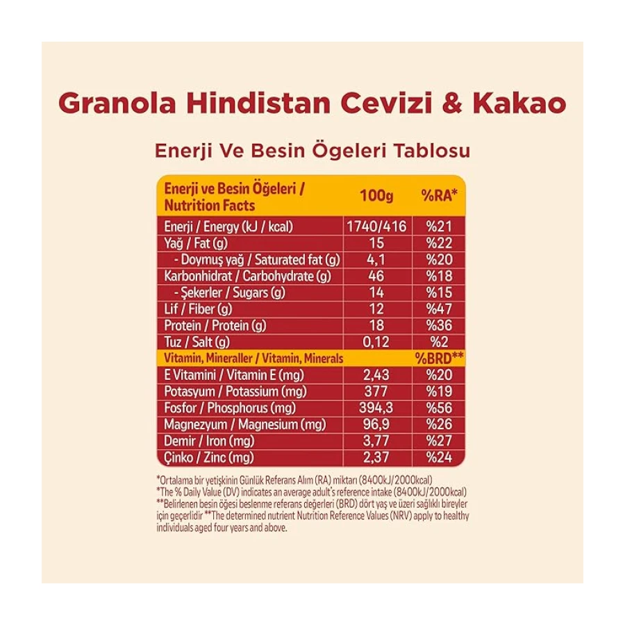 Fellas Protein Granola Hindistan Cevizi ve Kakao 270 gr