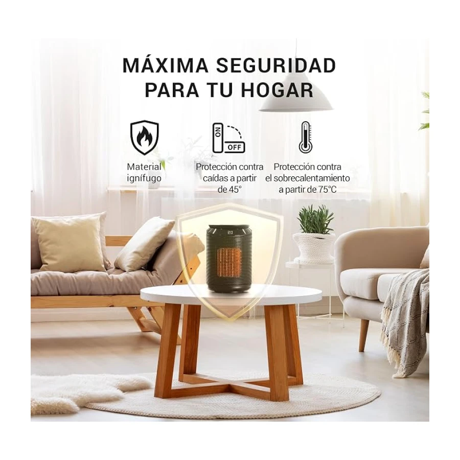 LEBENLANG Calefactor ceramico & Silencioso 2000W - Control App & WiFi