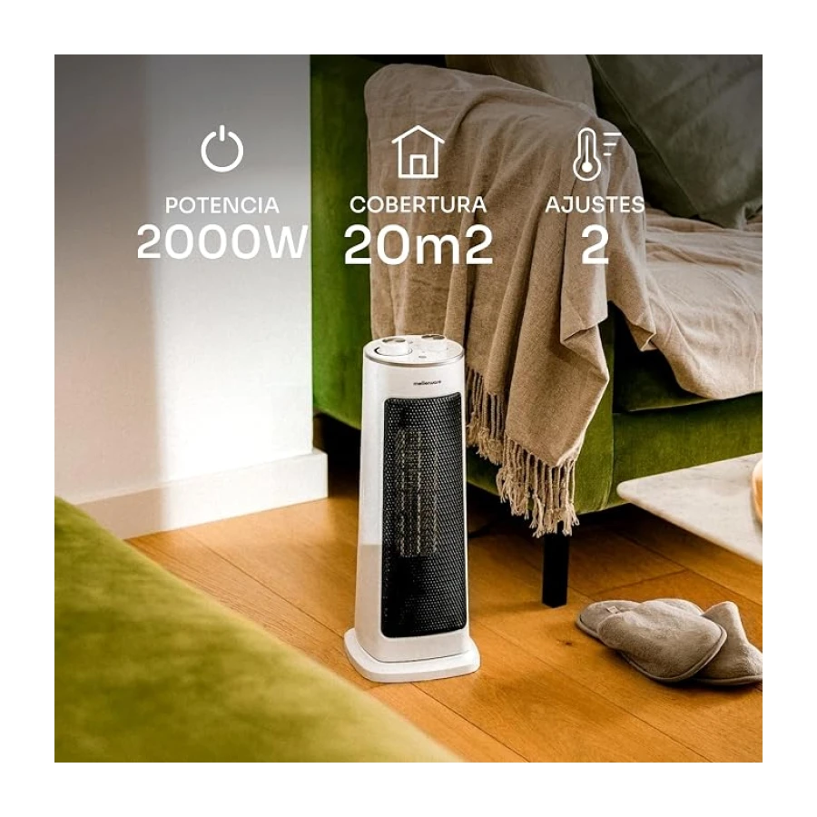 Mellerware Homy! Calefactor Cerámico Bajo Consumo 2000W Oscilante