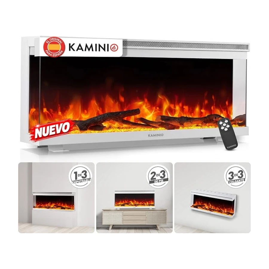 KAMINIO® Lea Pro 36 Chimenea eléctrica Decorativa con Calefactor