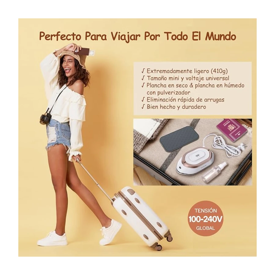 Newbealer Plancha de Viaje para Ropa, Plancha Pequeña Universal 100V-240V