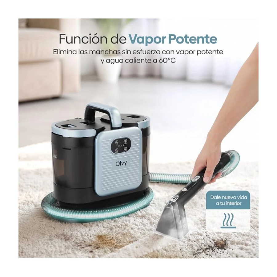 Olvy Aspirador De Tapicerías Lava Alfombras Elimina Manchas Al Instante | | 1 Sistema | Edición PRO Vapor | Sofás Y Coches | Limpieza Profunda | Equipo Para Limpiar Textiles