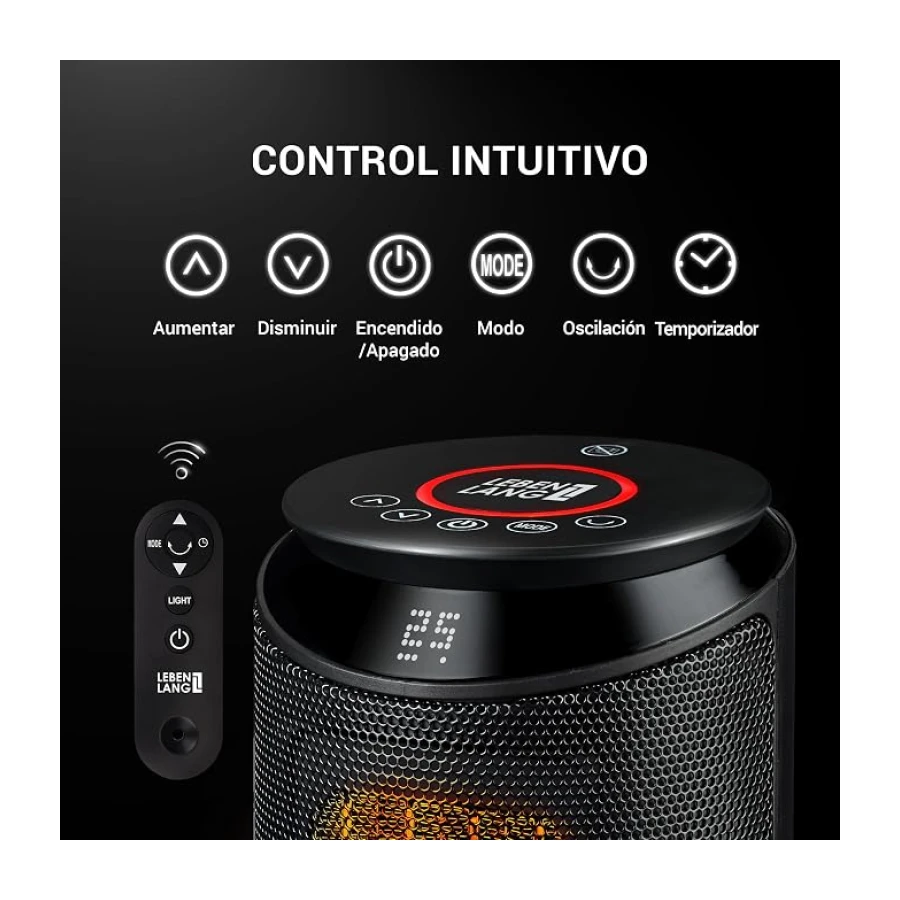 LEBENLANG Calefactor ceramico & Silencioso 2000W - Control App & WiFi