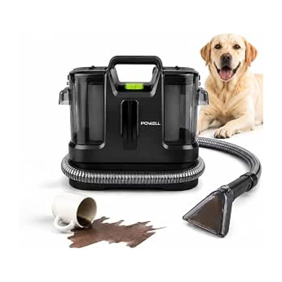 Powell Aspiradora de Agua Tapicería 450W – Limpiador Portátil de Alfombras y Sofás, Quitamanchas para Muebles, Colchones, Tapicerías de Coche, Negro