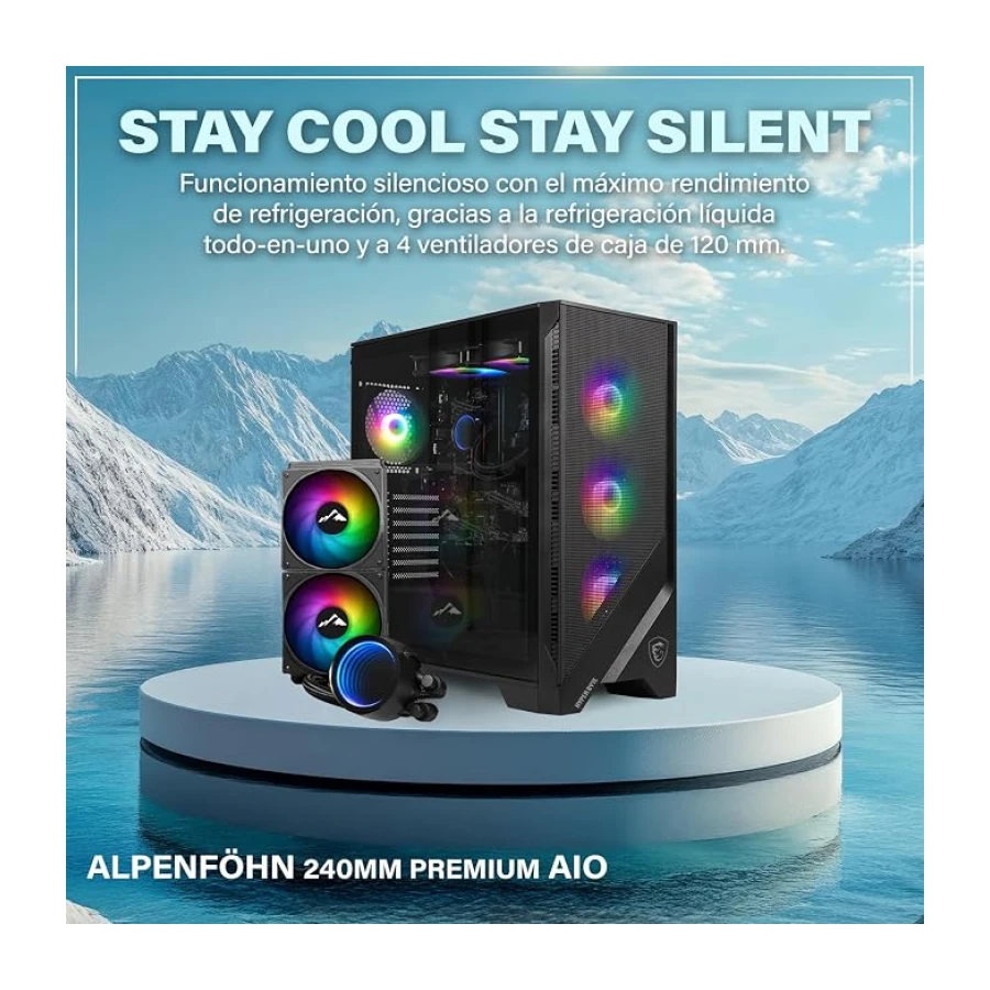 HYPER BYTE® Basic Gaming PC - Ordenador con AMD Ryzen 7 5700G a 4.6 GHz | Radeon Vega 8 | 16GB DDR4 RAM | 1TB SSD | Watercool | Gamer Sobremesa Torre | WLAN | Win11 Pro