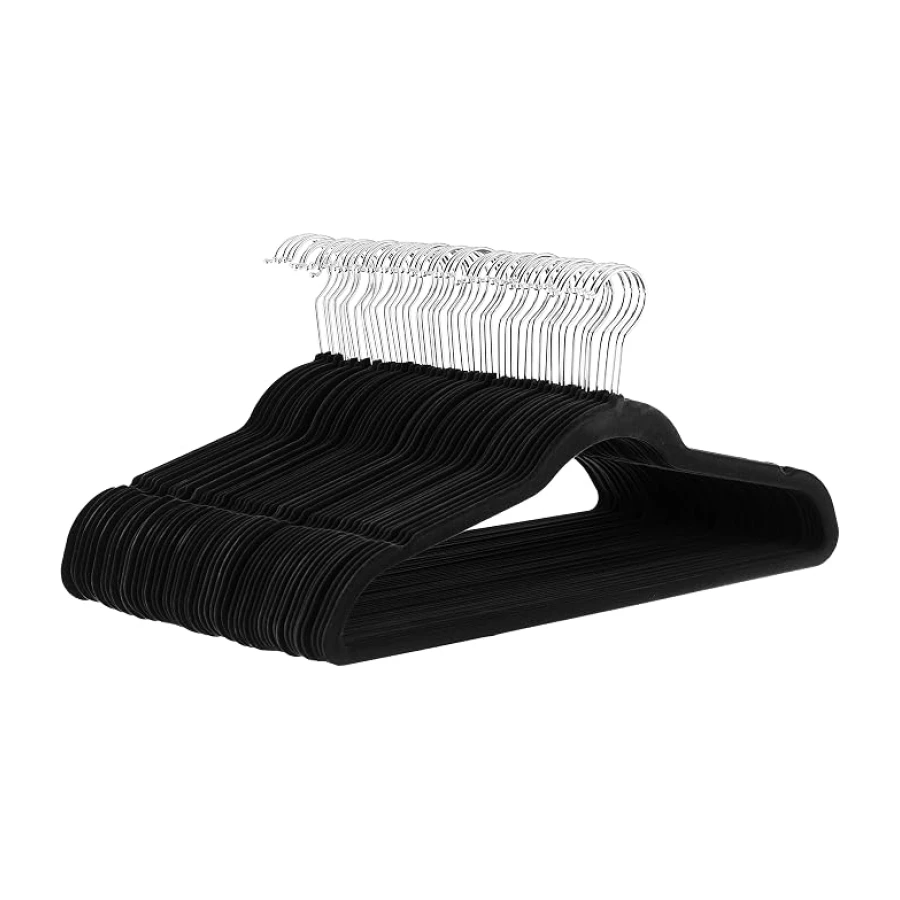 Amazon Basics - Perchas de terciopelo para trajes - Paquete de 50, Negro