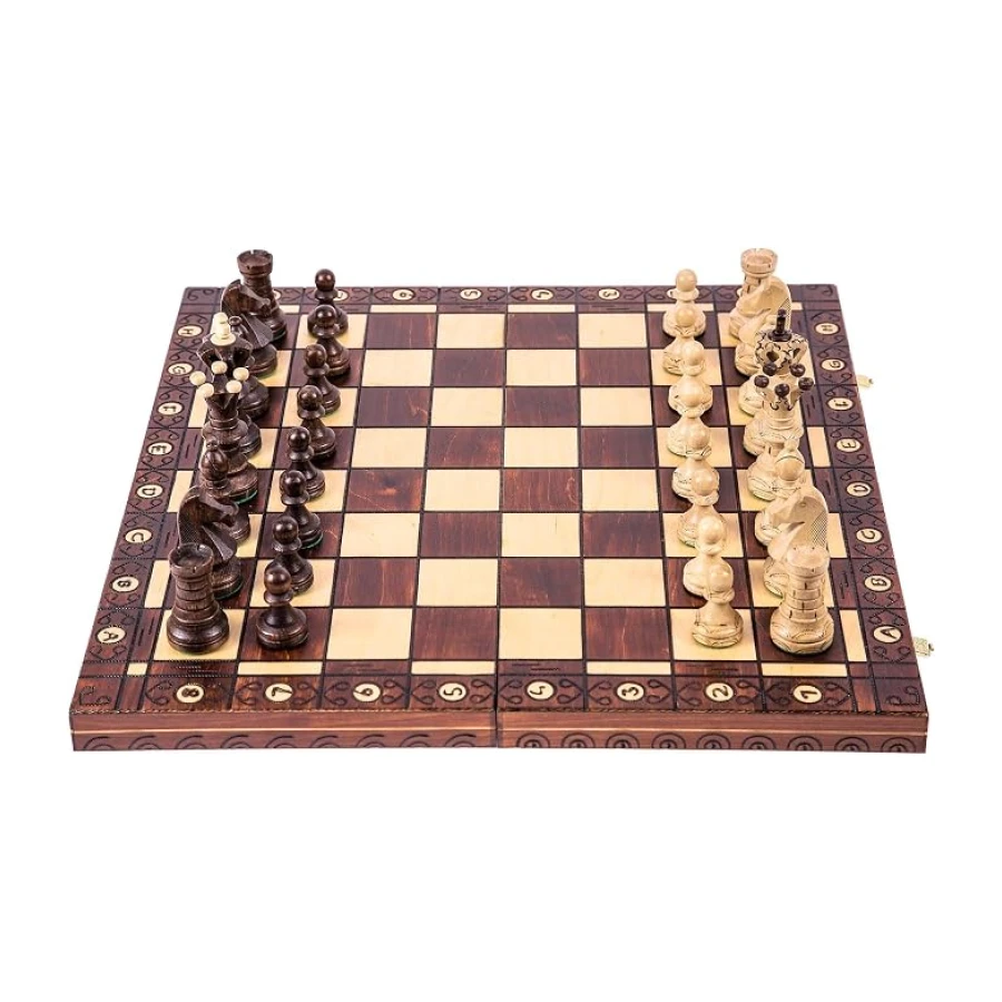 Ajedrez de Madera - AMBASADOR Lux - 52 x 52 cm - Piezas de ajedrez & Tablero de ajedrez