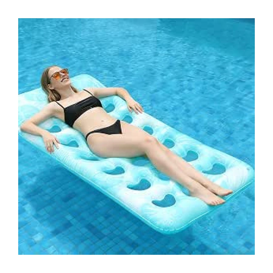 Hamaca Flotante Inflable180x90cmTumbona Inflable Piscina Colchoneta con Agujeros para Adultos Piscina Playa Hamaca Flotante para Piscina para Fila Flotante,Juguete Acuático para Surfear