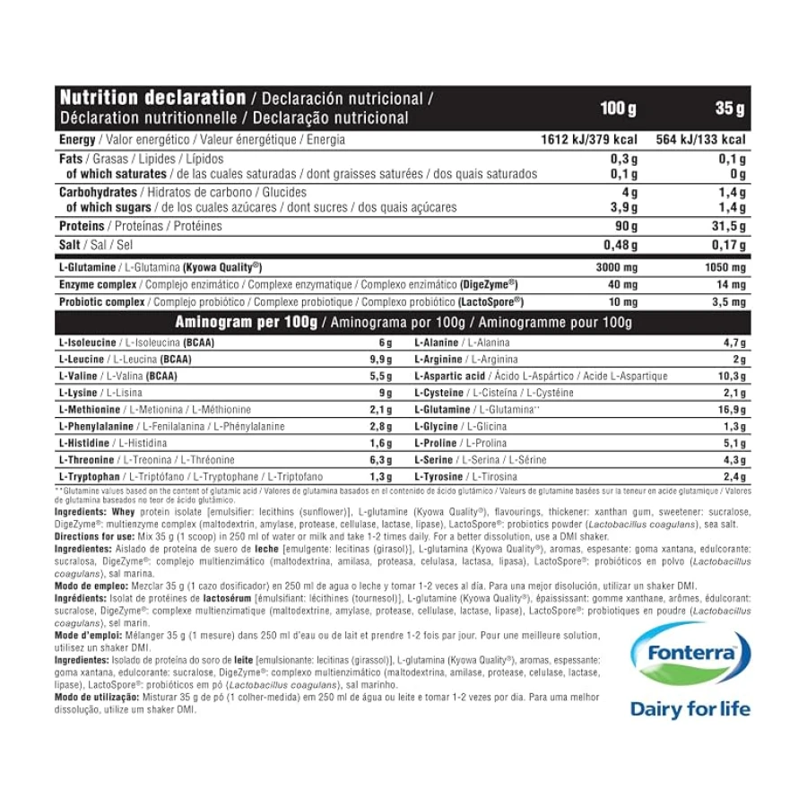 DMI Proteína ISOLATE PRO ZERO - Proteína para Recuperación y Desarrollo Muscular - 100% Aislado de proteína de suero con DigeZyme® y LactoSpore® - Sin Azúcares Añadidos (2 Kg, White Chocolate)