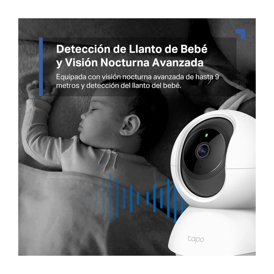 Tapo C210 - Cámara IP WiFi 360° Cámara de Vigilancia 2K (3MP),Visión Nocturna Admite Tarjeta SD hasta 512 GB, Detección y Seguimiento de Movimiento, Control Remoto, Compatible con Alexa