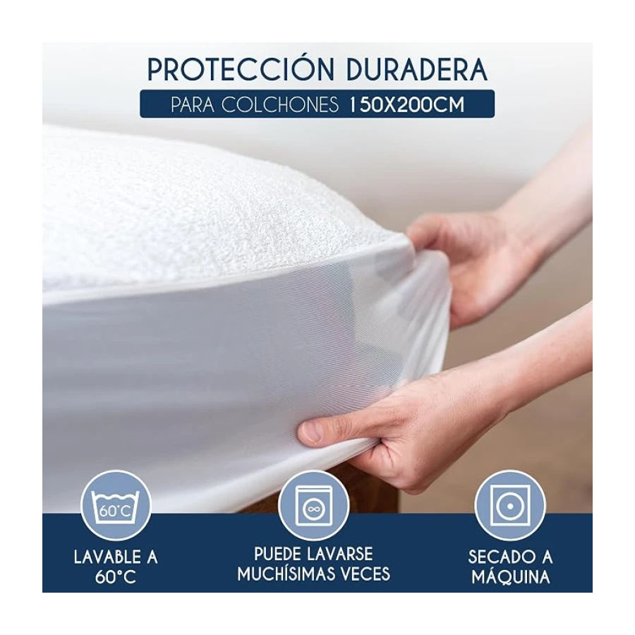 Dreamzie - Protector Colchón 150x200 - Cubre Colchon Impermeable