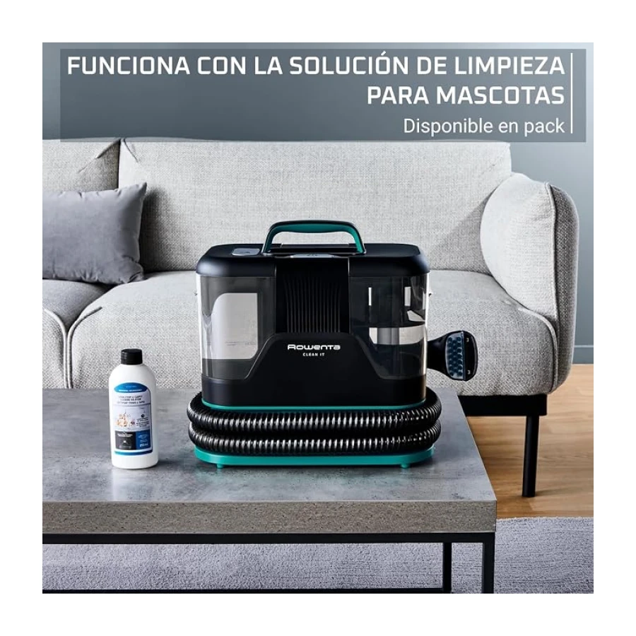 Rowenta Clean It, Aspiradora tapicerías 750 W, 7 Acc, Hasta 13,5 kPa | Limpieza rápida de derrames y manchas, Potente succión, Portátil, Rápido y fácil, Accesorio especial para mascotas, IN5020MAN