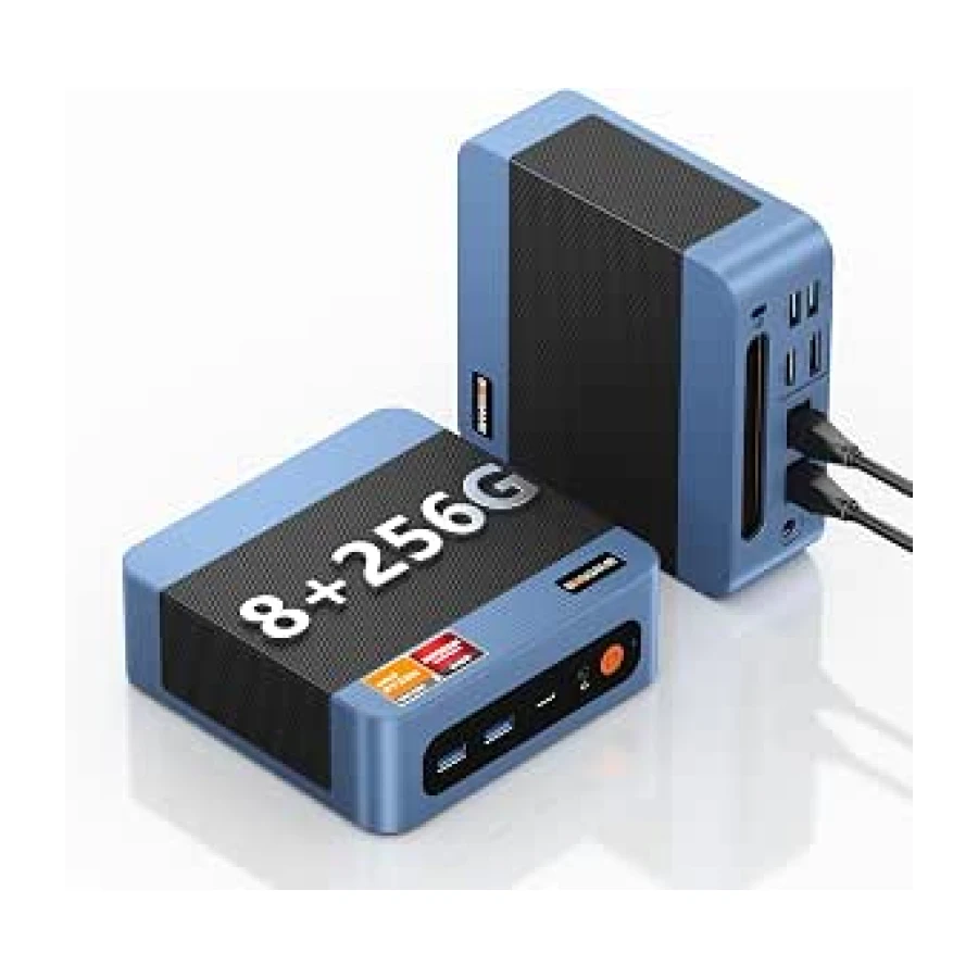 BOSGAME E5 Mini PC AMD Ryzen 5300U W-11 Pro (hasta 3.8 GHz, Superior 4300U/N150) 8 GB de RAM DDR4, SSD de 256 GB, Triple Pantalla 4K, WiFi 5, BT5.0, Doble LAN. Micro PC para Escuela/Negocios/hogar