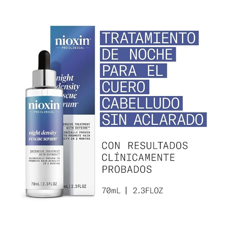 NIOXIN Sérum Night Density Rescue - Sérum de Noche para Espesar el Cabello, Crecimiento del Cabello Mujer y Hombre - Con Jengibre y Cafeína (70ml)