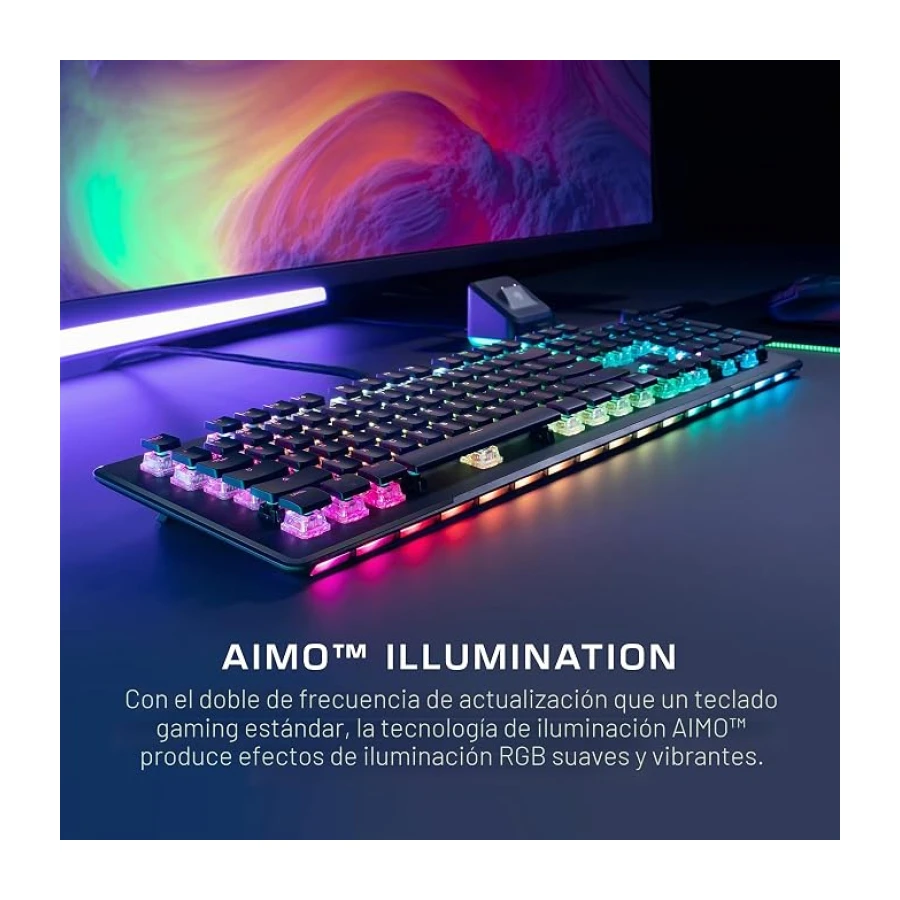 ROCCAT Vulcan II Max - Teclado óptico mecánico RGB personalizables con interruptores lineales táctiles Titan II y placa de aluminio