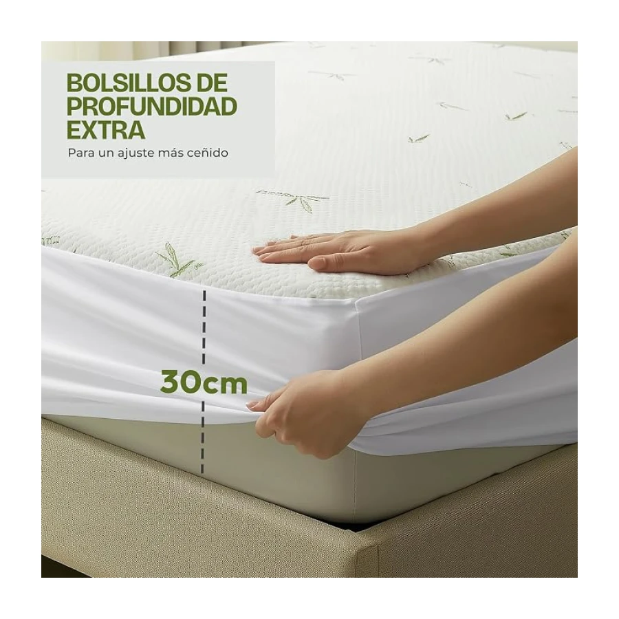 Utopia Bedding Protector de Colchón 150 x 200 x 30 cm Impermeable, Viscosa Premium, Certificación Oeko-Tex, Cubre Colchón Transpirable, Elástico En Todo