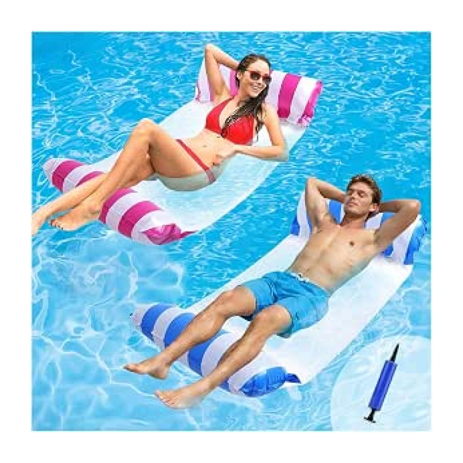 2 Piezas Hamaca Inflable para El Agua Colchoneta Piscina Hinchables Para Piscina 4 en 1 Hamaca Flotante Colchoneta Plegable Flotador Colchón de Natación Hamaca Silla Piscina Inflatable