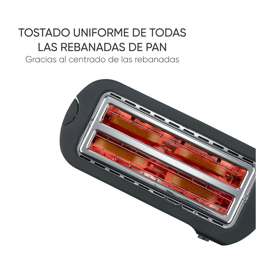 Severin Tostadora de ranura larga, 4 rebanadas con accesorio integrado para panecillos, 2 ranuras de tostado largas, niveles de calentamiento ajustables, 1.400 W, negro mate, AT 2591