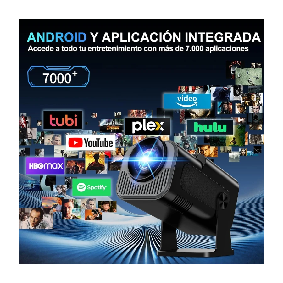 [App Integrada & 2026 Upgraded] Mini Proyector 4K 1080P Proyector Vídeo con WiFi 6 Bluetooth 5.2 Support Gira 270° Corrección Trapezoidal Automática para HDMI/TV Stick/PC/USB, Negro