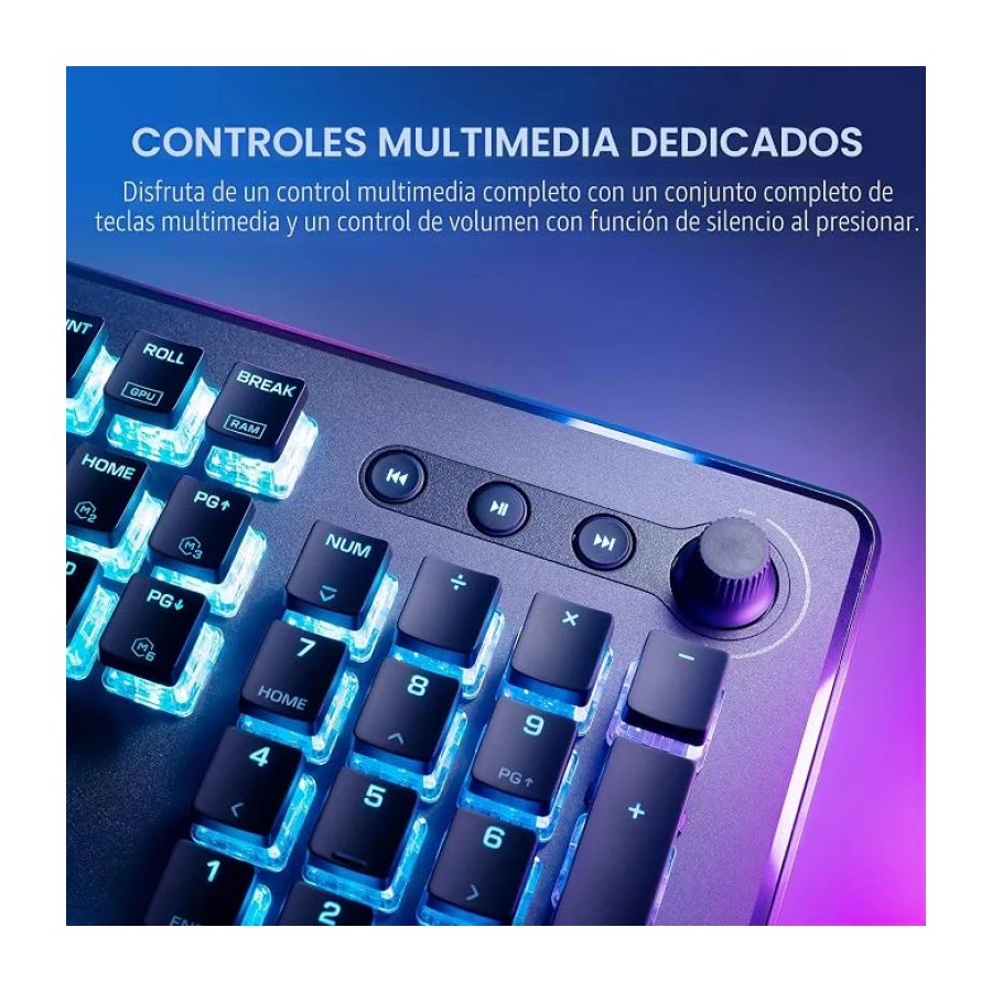 ROCCAT Vulcan II Max - Teclado óptico mecánico RGB personalizables con interruptores lineales táctiles Titan II y placa de aluminio