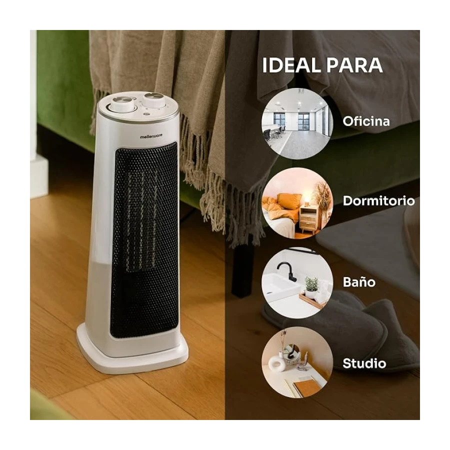 Mellerware Homy! Calefactor Cerámico Bajo Consumo 2000W Oscilante