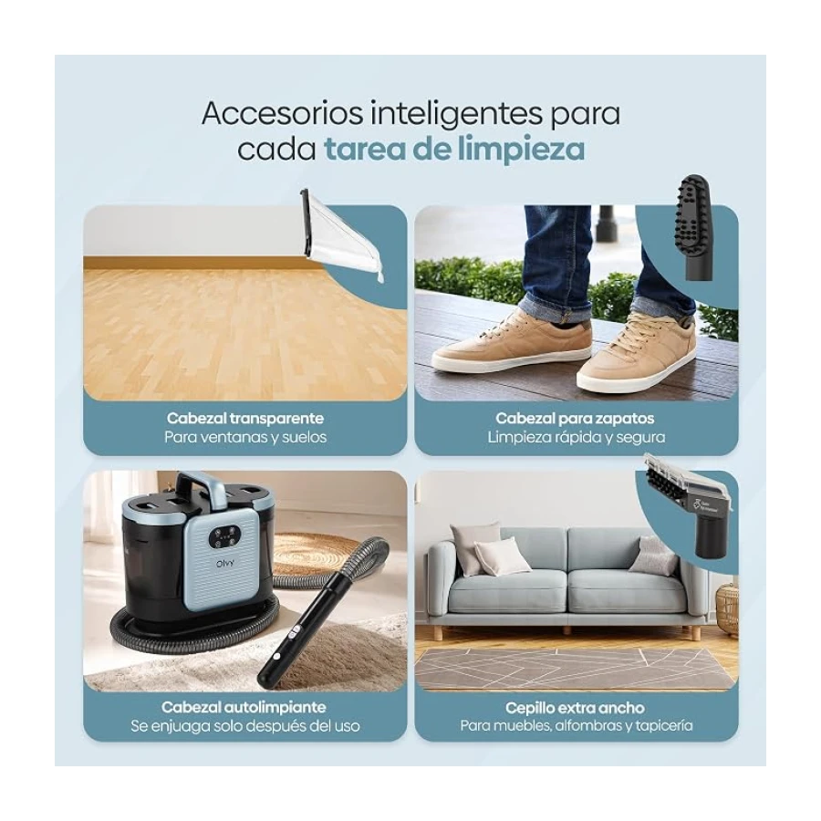 Olvy Aspirador De Tapicerías Lava Alfombras Elimina Manchas Al Instante | | 1 Sistema | Edición PRO Vapor | Sofás Y Coches | Limpieza Profunda | Equipo Para Limpiar Textiles