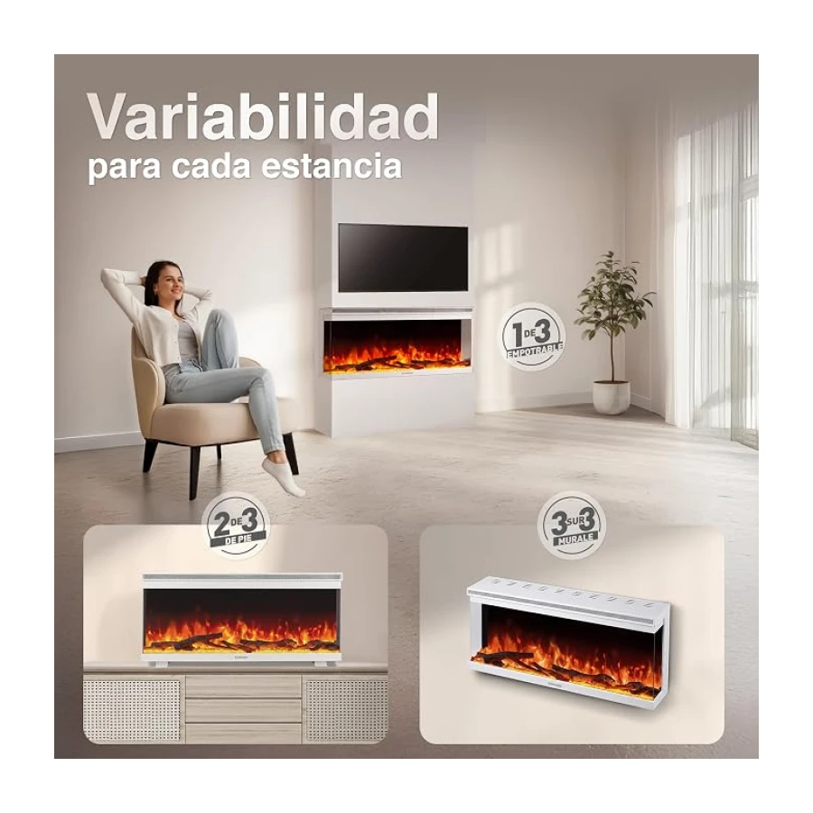 KAMINIO® Lea Pro 36 Chimenea eléctrica Decorativa con Calefactor