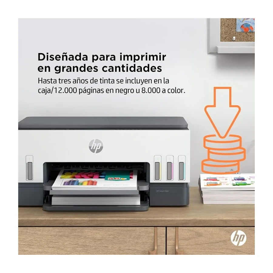 HP Smart Tank 6005, Impresora A4 Multifunción a Color, Inyección de Tinta, Wi-Fi de Doble Banda, Impresión automática a Doble Cara, Escáner, Copiadora, Smart App, Tinta incluida hasta 3 años