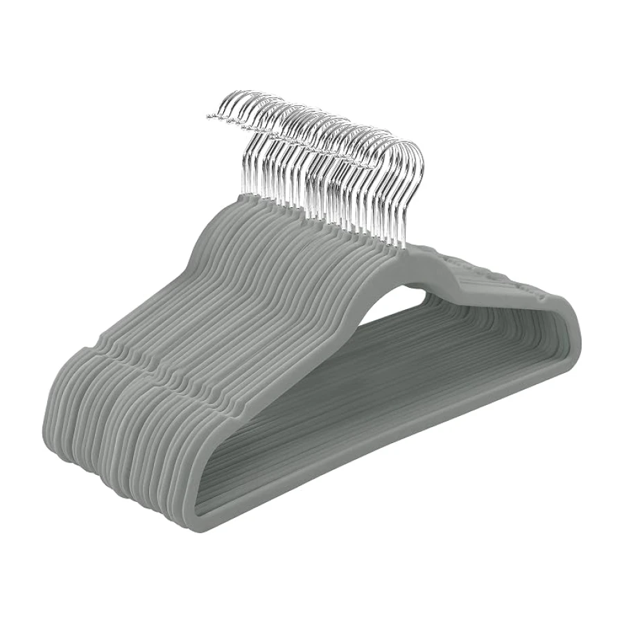 Utopia Home Premium Perchas Terciopelo (Gris, Paquete de 20)