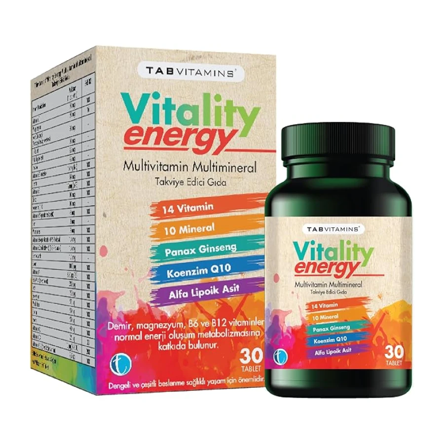 TABVITAMINS Vitality Energy 30 Tablet Multivitamin Multimineral