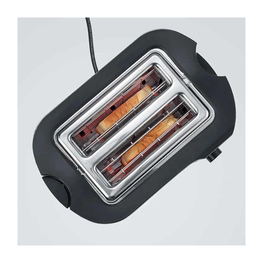 Severin AT 2217 Tostadora para 2 rebanadas de Pan, Incluye Soporte para tostar panecillos, 800 W Aprox, Rojo Metalizado/Negro, Acier INOX