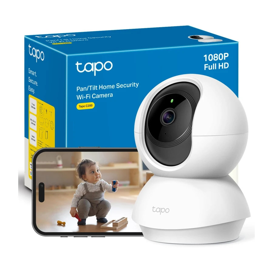Tapo C200 - Cámara IP WiFi 360° Cámara de Vigilancia FHD 1080p,Visión Nocturna, Notificaciones en Tiempo Real, Admite Tarjeta SD,Detección de Movimiento,Control Remoto,Compatible con Alexa