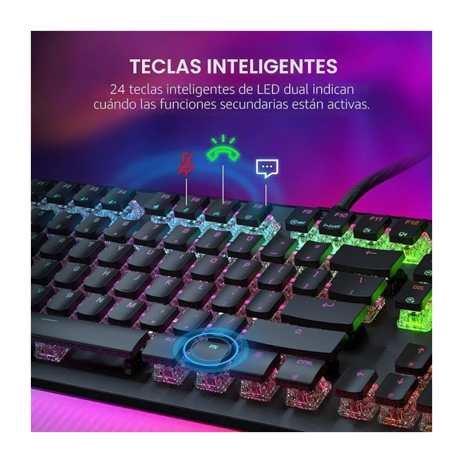 ROCCAT Vulcan II Max - Teclado óptico mecánico RGB personalizables con interruptores lineales táctiles Titan II y placa de aluminio
