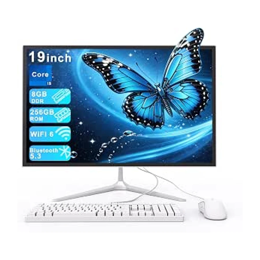 19 Pulgadas Ordenador Todo en Uno Núcleo de Ordenador i5 4 núcleos (hasta 3,7 GHz) 256 GB SSD WiFi6 Bluetooth 5.3 con Kyeboard & Ratón con Cable para la educación en la Oficina Inicio