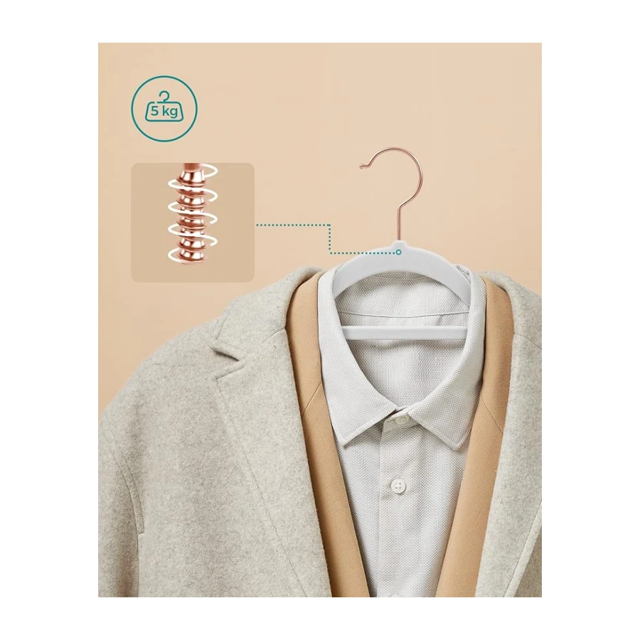 SONGMICS Perchas de Terciopelo, Paquete de 50, Antideslizantes
