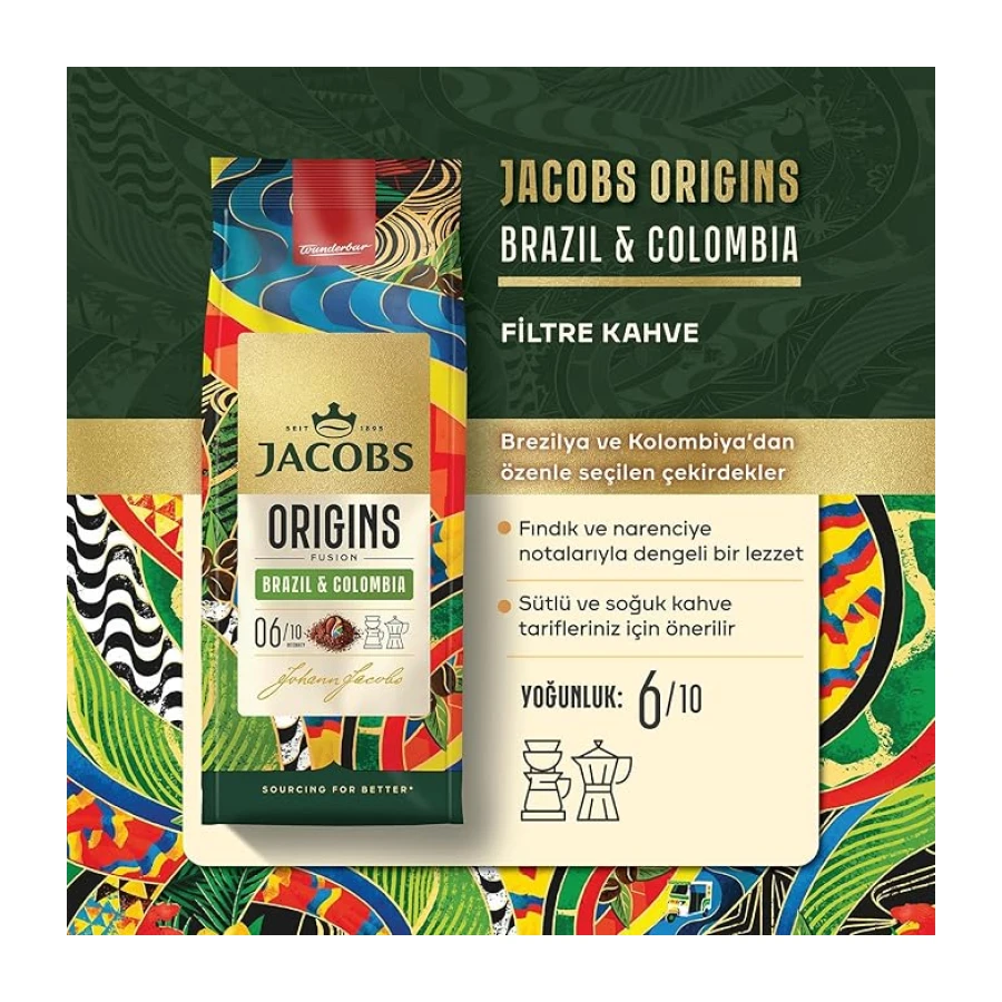 Jacobs Origins Brazil & Colombia Filtre Kahve 200 gr