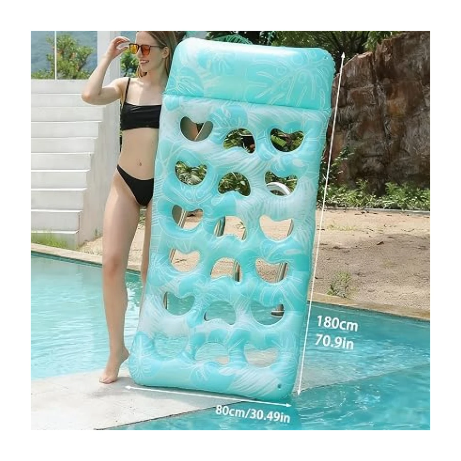 Hamaca Flotante Inflable180x90cmTumbona Inflable Piscina Colchoneta con Agujeros para Adultos Piscina Playa Hamaca Flotante para Piscina para Fila Flotante,Juguete Acuático para Surfear