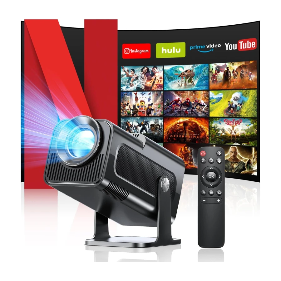 Proyector 4K, Mini Proyector con WiFi 6 BT 5.4, Portátil Videoproyector con Android 11.0 y Keystone Automático, 230 ANSI Enfoque Eléctrico, Compatible con HDMI/USB/TV Stick/Laptop, Negro