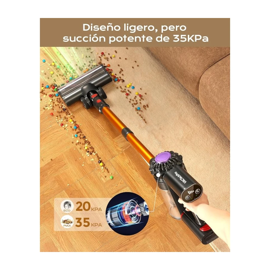 VACTechPro Aspiradora sin Cable,35kPa Escoba aspiradora sin Cable