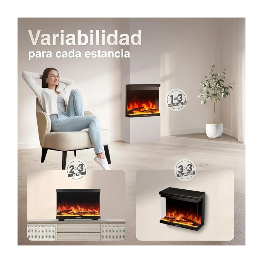 KAMINIO® Lea Pro 24 Chimenea eléctrica Decorativa con Calefactor