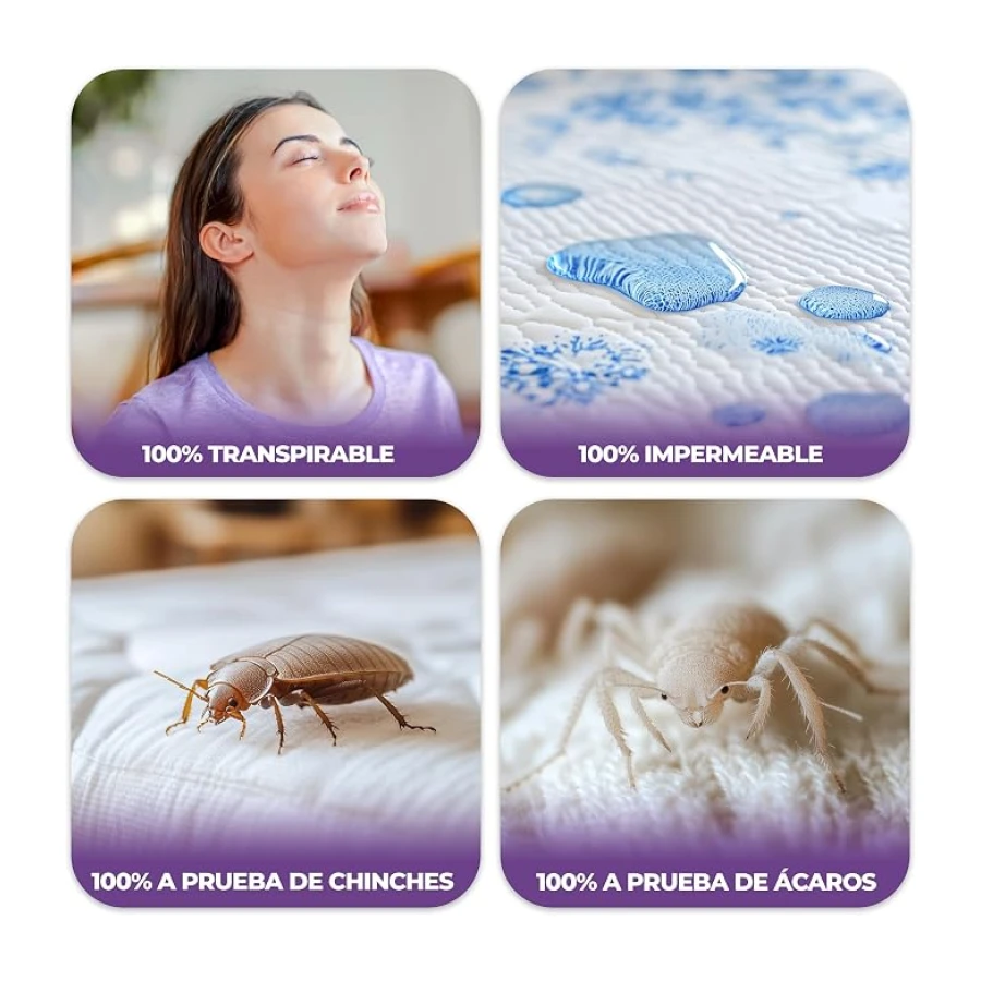 Utopia Bedding Funda de Colchón 150 x 190 x 30 cm Impermeable con Cremallera, Certificado Oeko-Tex, Cubre Colchon