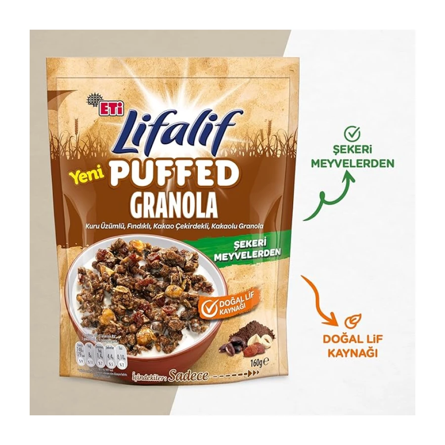 Eti Lifalif Puffed Kakaolu Granola 160 g