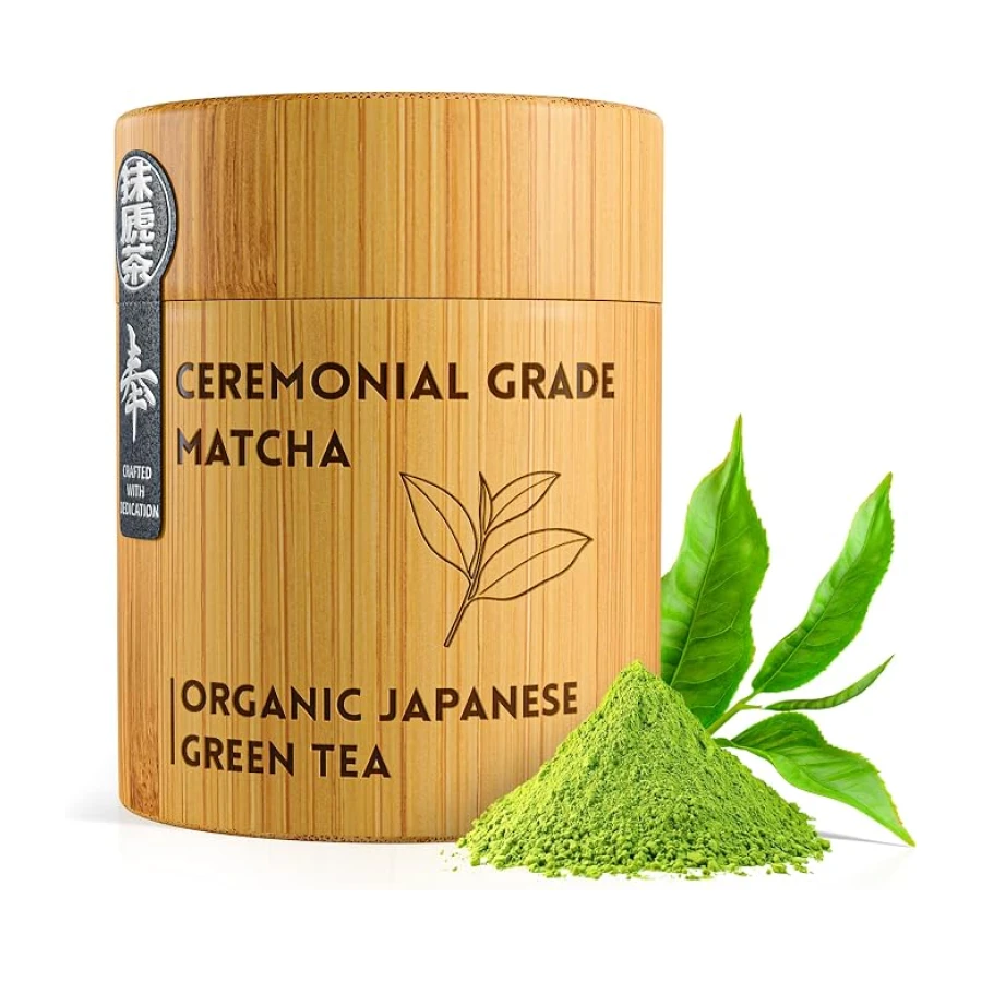 MATCHITA Té Verde Matcha Orgánico de Calidad Ceremonial (40g) - Caja de Bambú - Rico y Cremoso: Bebidas Calientes y Frías, Cafés y Batidos - Aumenta los Niveles de Energía y la Capacidad Inmunitaria