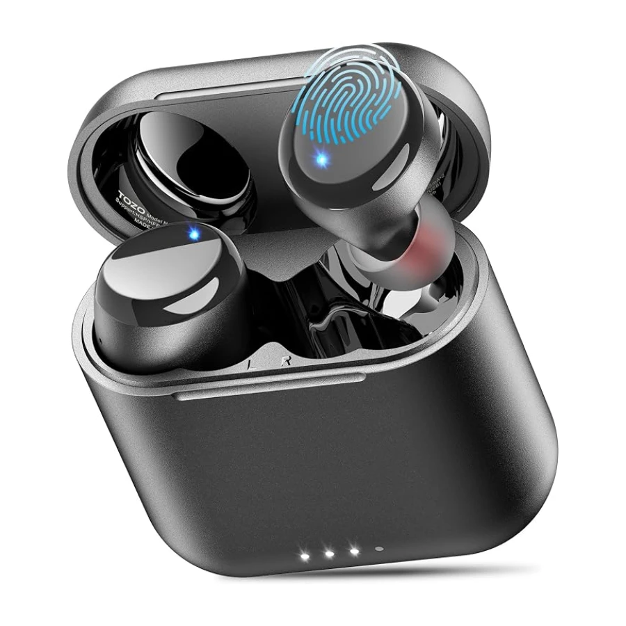 TOZO T6 Auriculares Inalámbricos Bluetooth 5.3,compi Deportivo fiable | IPX8 sumergible, 50H batería, carga rápida Inalámbrica/USB-C, OrigX 2.0, Sonido premium, IA llamadas, Control Táctil, 32 EQs